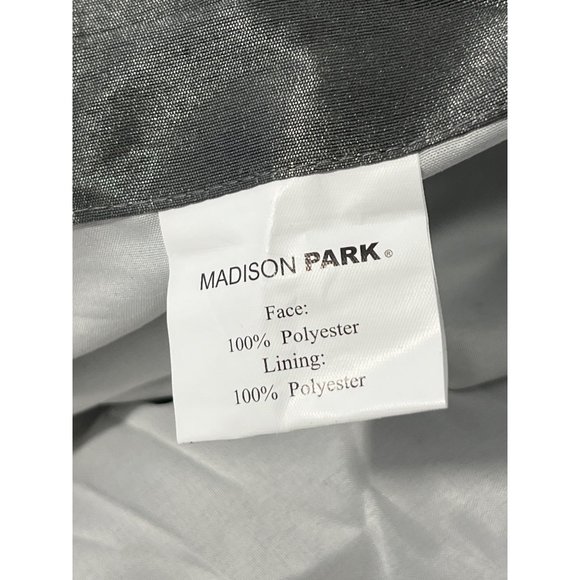 Madison Park Window Valance Knot Tab Top Panel Dark Gray Satin Drapery Beaded - Picture 6 of 9